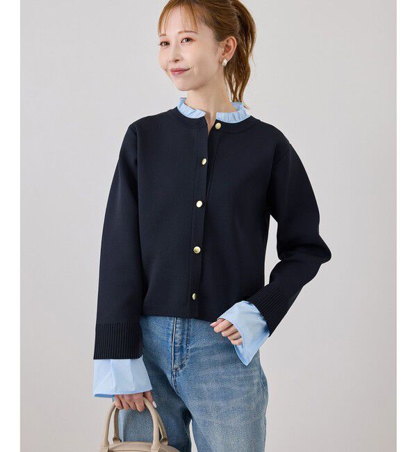Rope&rsquo;Picnic「【WEB限定】襟フリルドッキングカーディガン/2WAY」|カーディガン|ネイビー(40)