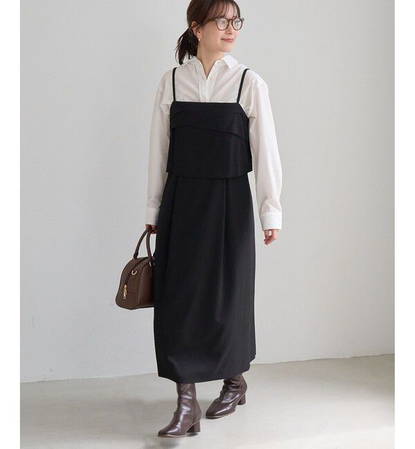 Rope&rsquo;Picnic「【昨年大好評】【WEB限定】セットアップ見え 褒められワンピース」|ワンピース|ブラック(01)