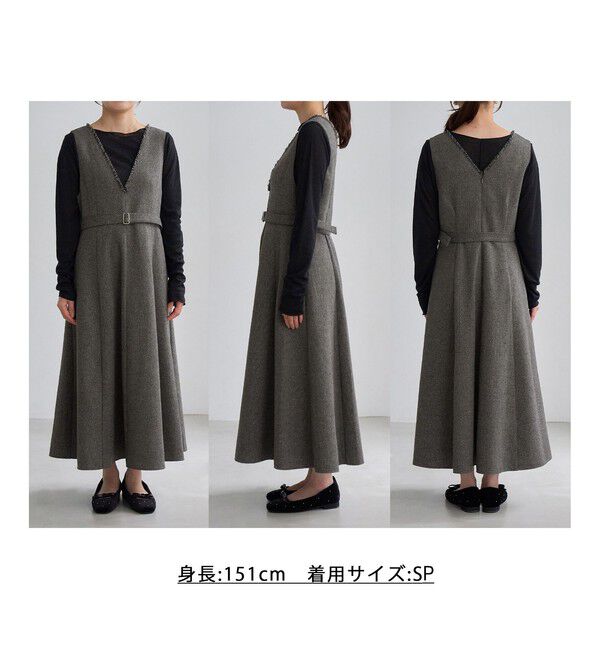 Rope&rsquo;Picnic「ラメツイード美スリムジャンパースカート/低身長・小柄さんサイズ有り・リンクコーデ」|ワンピース|