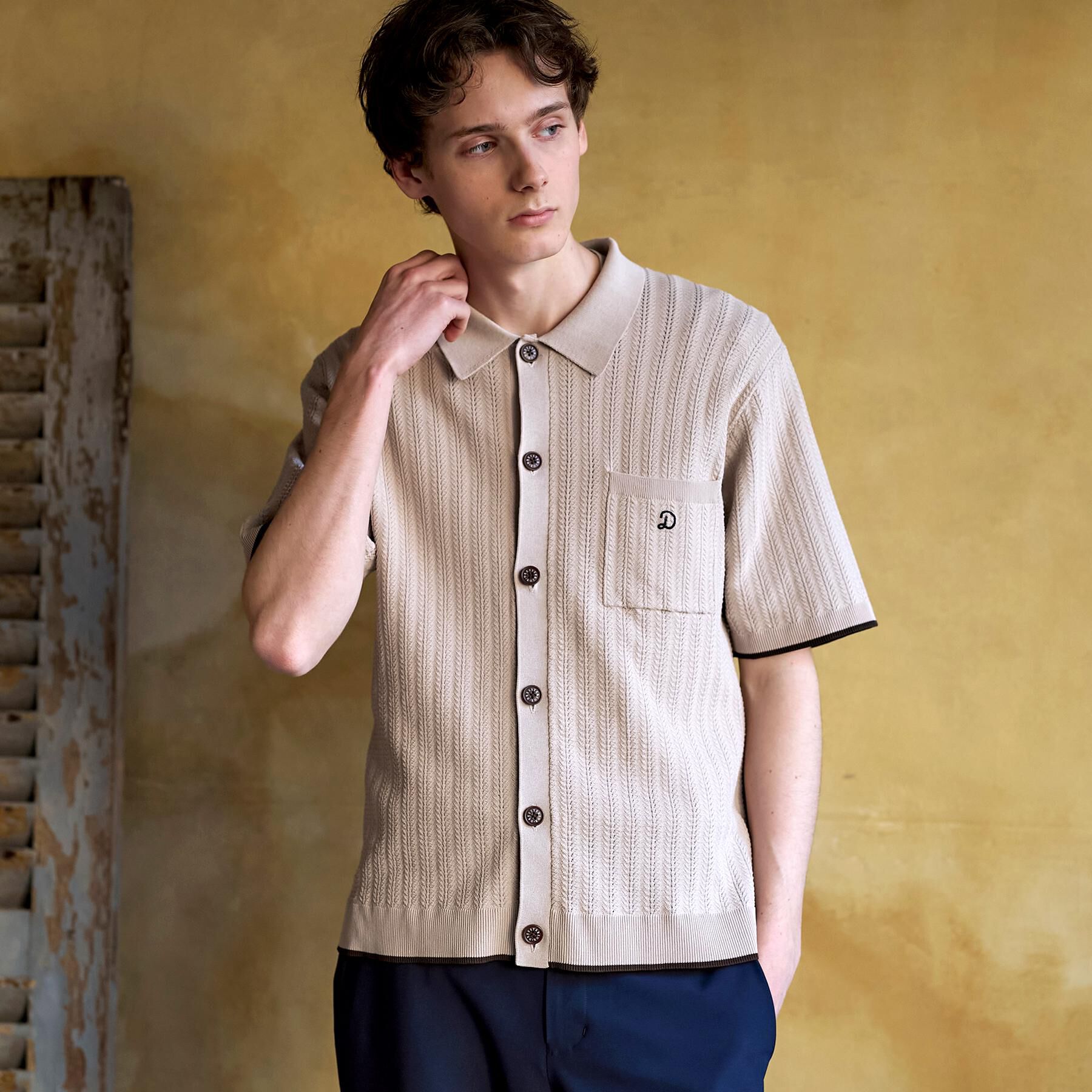 DRESSTERIOR「【Safari5月号掲載】ウォッシャブル キューバニットシャツ」|ニット・セーター|ベージュ(052)