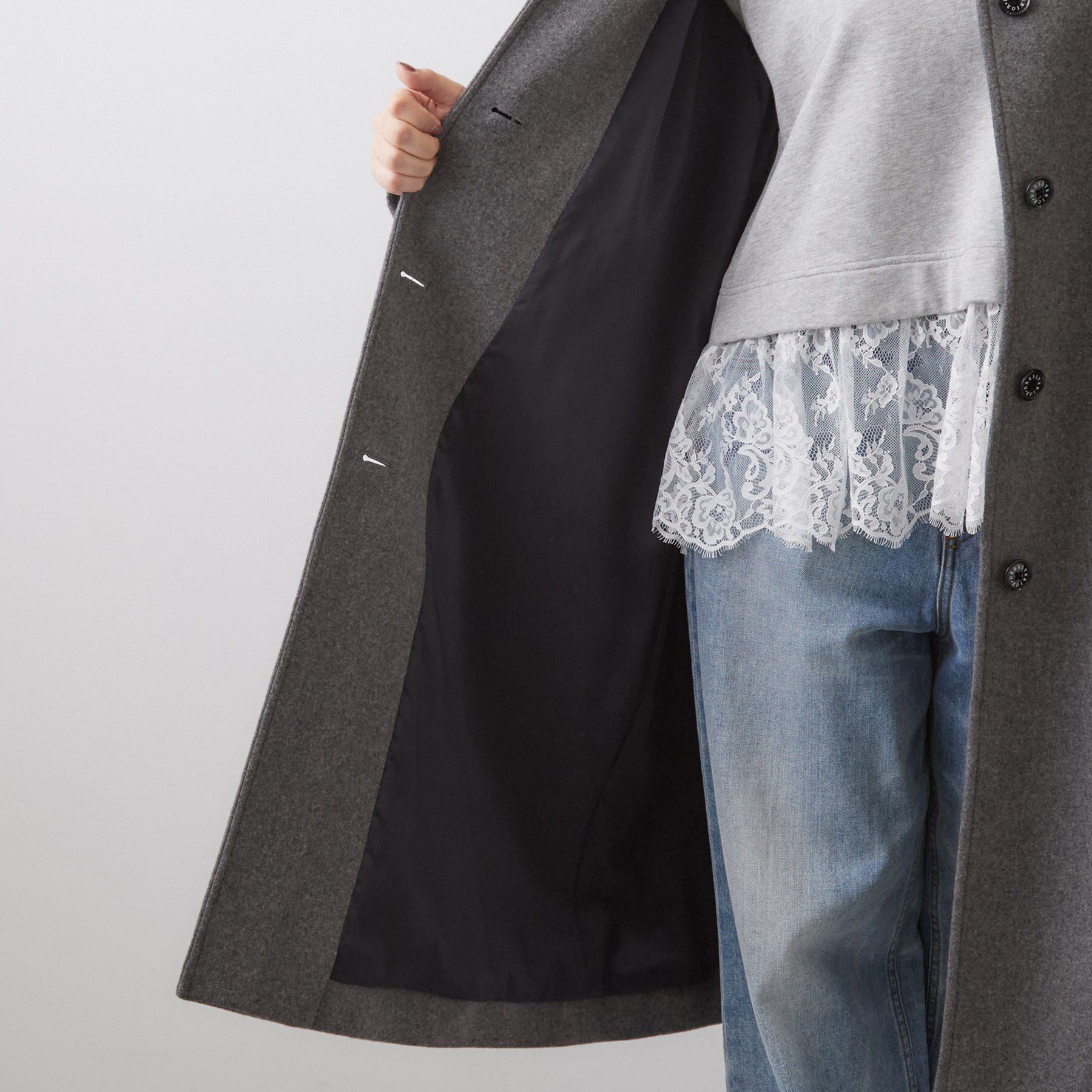 DRESSTERIOR「【名品/Aライン】スーパー110sウールステンカラーコート」|ステンカラーコート|