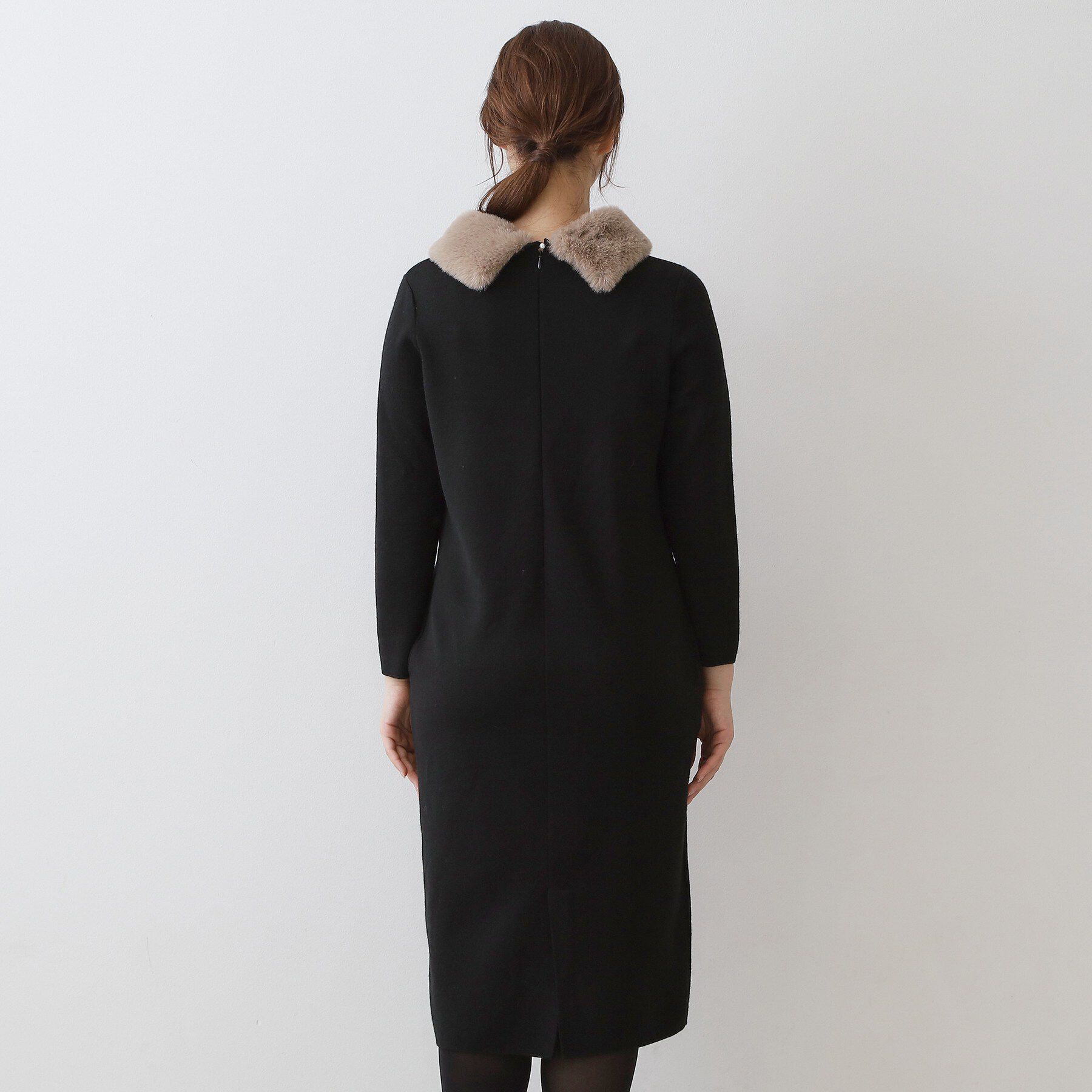 DRESSTERIOR「ファーカラーニットワンピース」|ワンピース|
