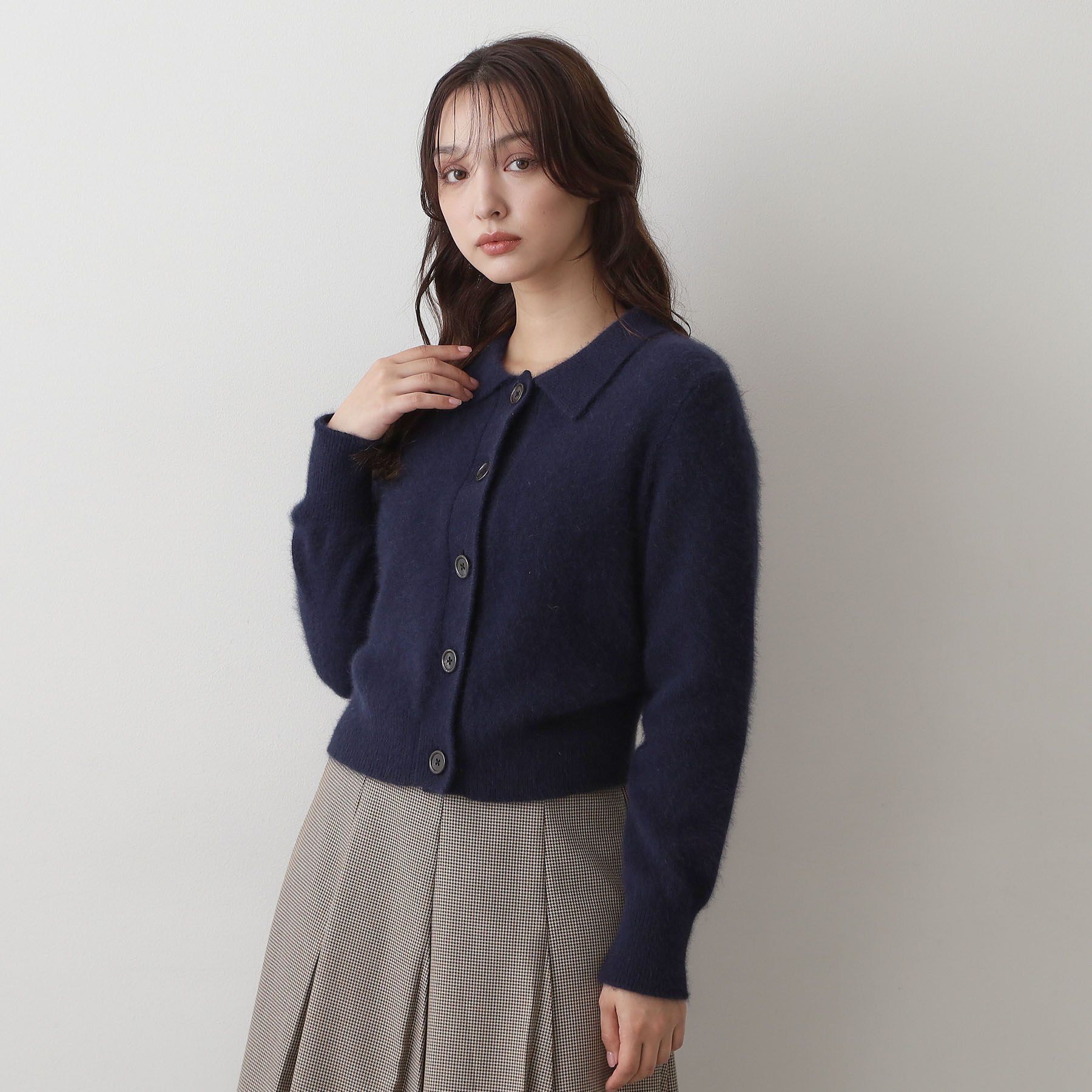 DRESSTERIOR「【肌ざわり◎】フォックスブレンドポロニットカーディガン」|カーディガン|