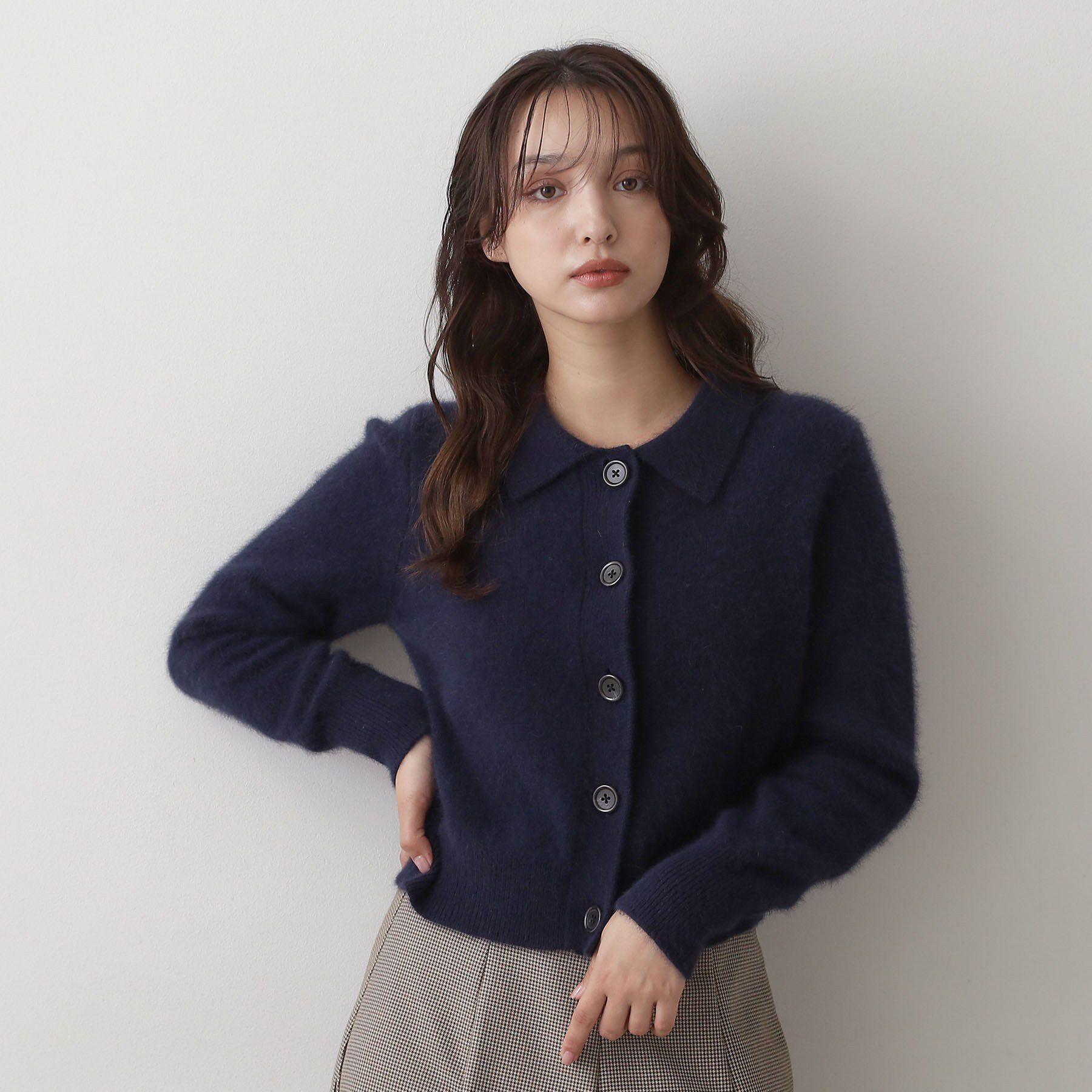 DRESSTERIOR「【肌ざわり◎】フォックスブレンドポロニットカーディガン」|カーディガン|