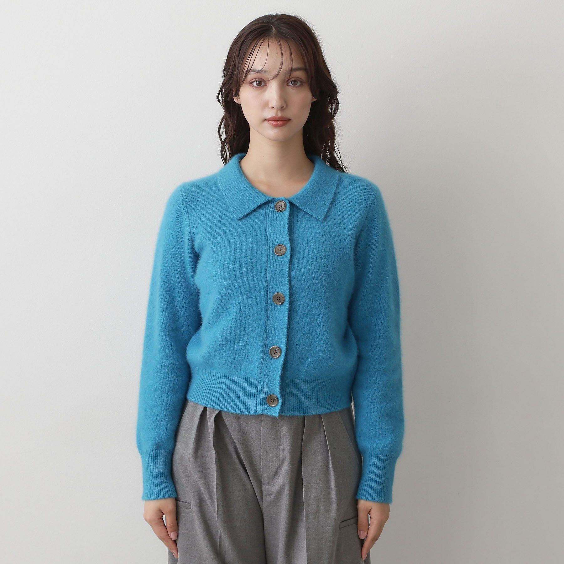 DRESSTERIOR「【肌ざわり◎】フォックスブレンドポロニットカーディガン」|カーディガン|