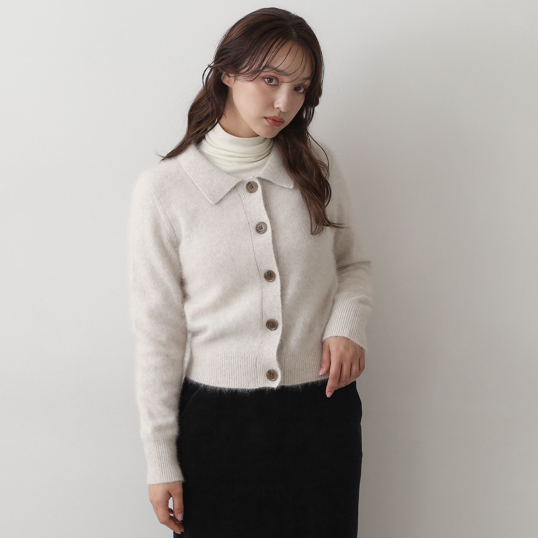 DRESSTERIOR「【肌ざわり◎】フォックスブレンドポロニットカーディガン」|カーディガン|