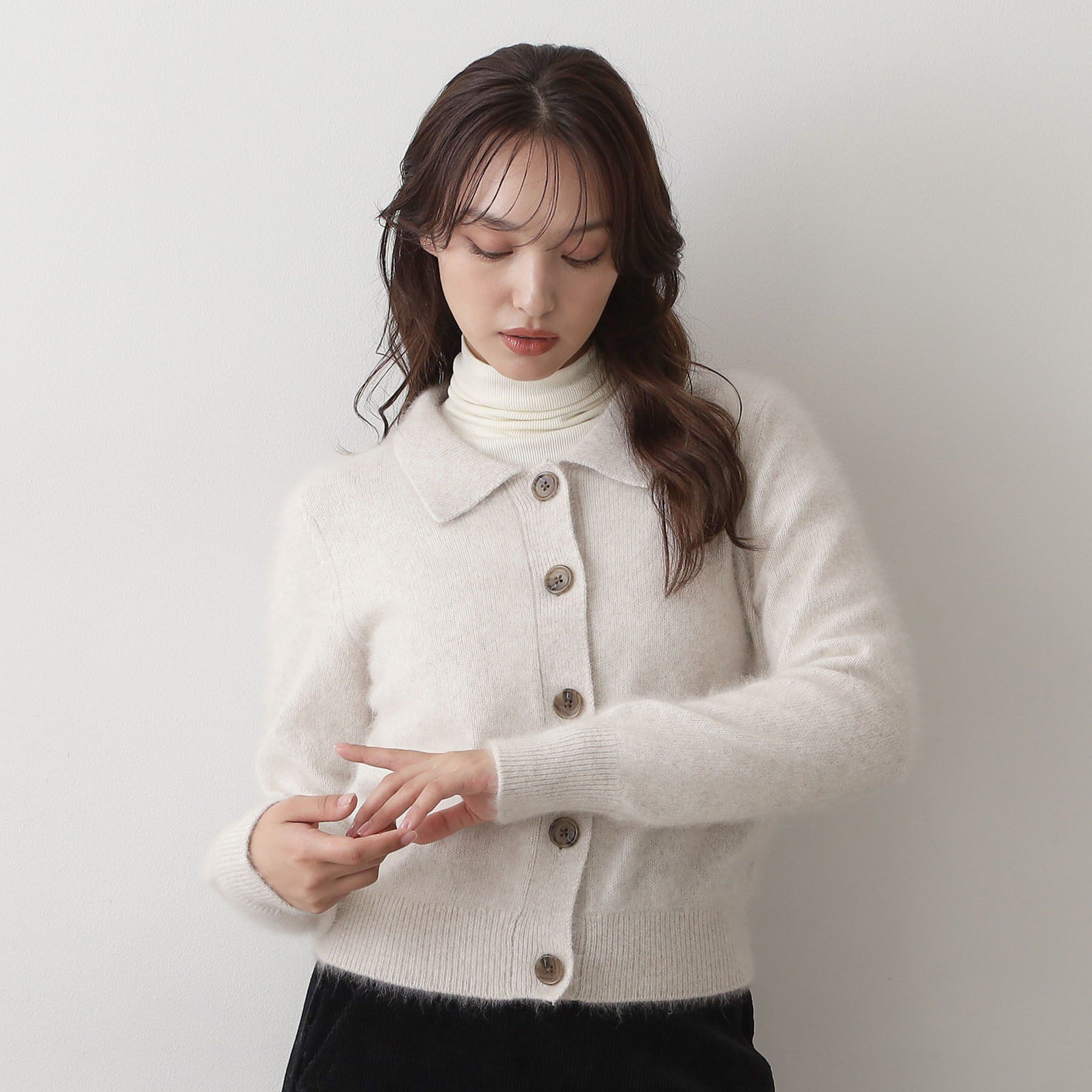 DRESSTERIOR「【肌ざわり◎】フォックスブレンドポロニットカーディガン」|カーディガン|