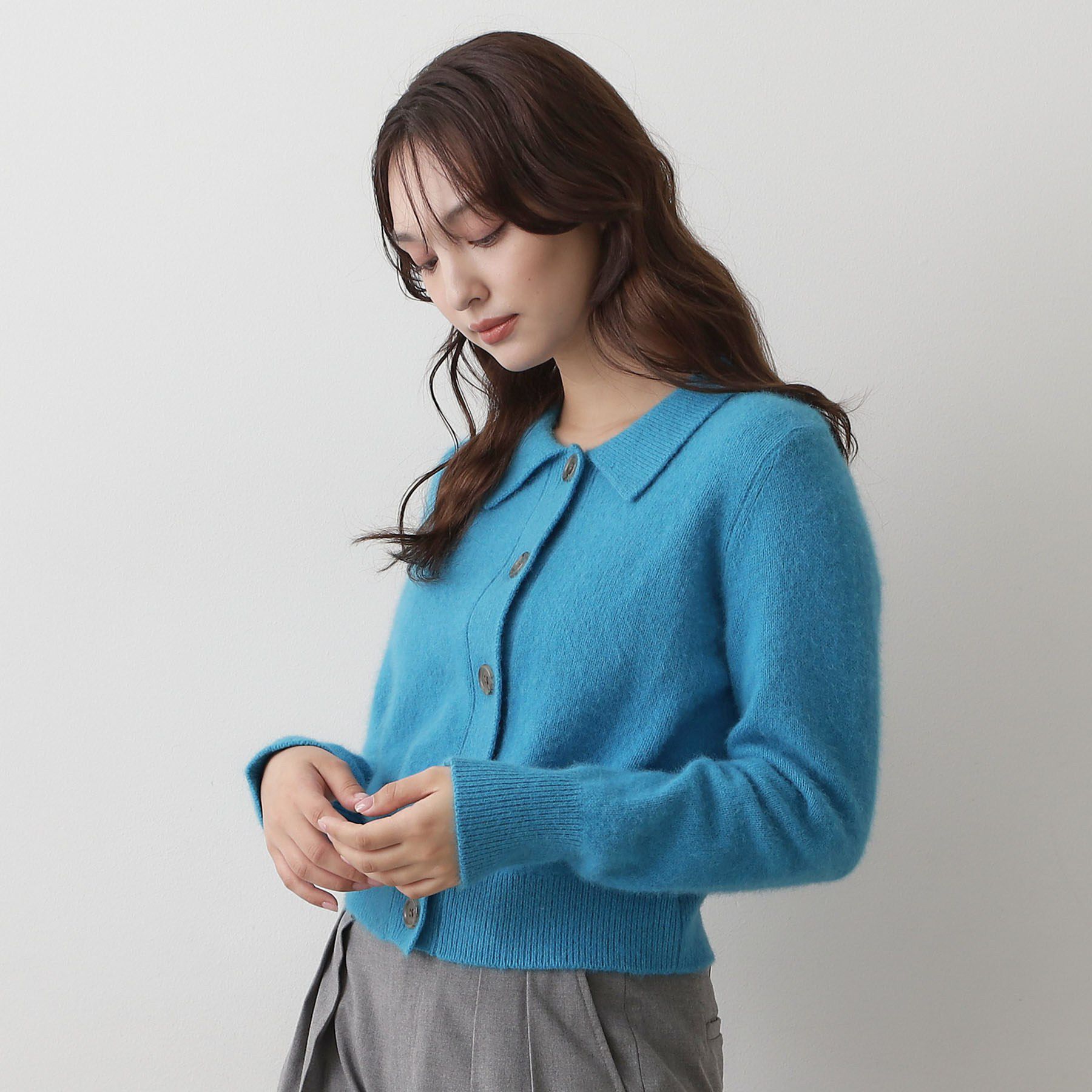 DRESSTERIOR「【肌ざわり◎】フォックスブレンドポロニットカーディガン」|カーディガン|