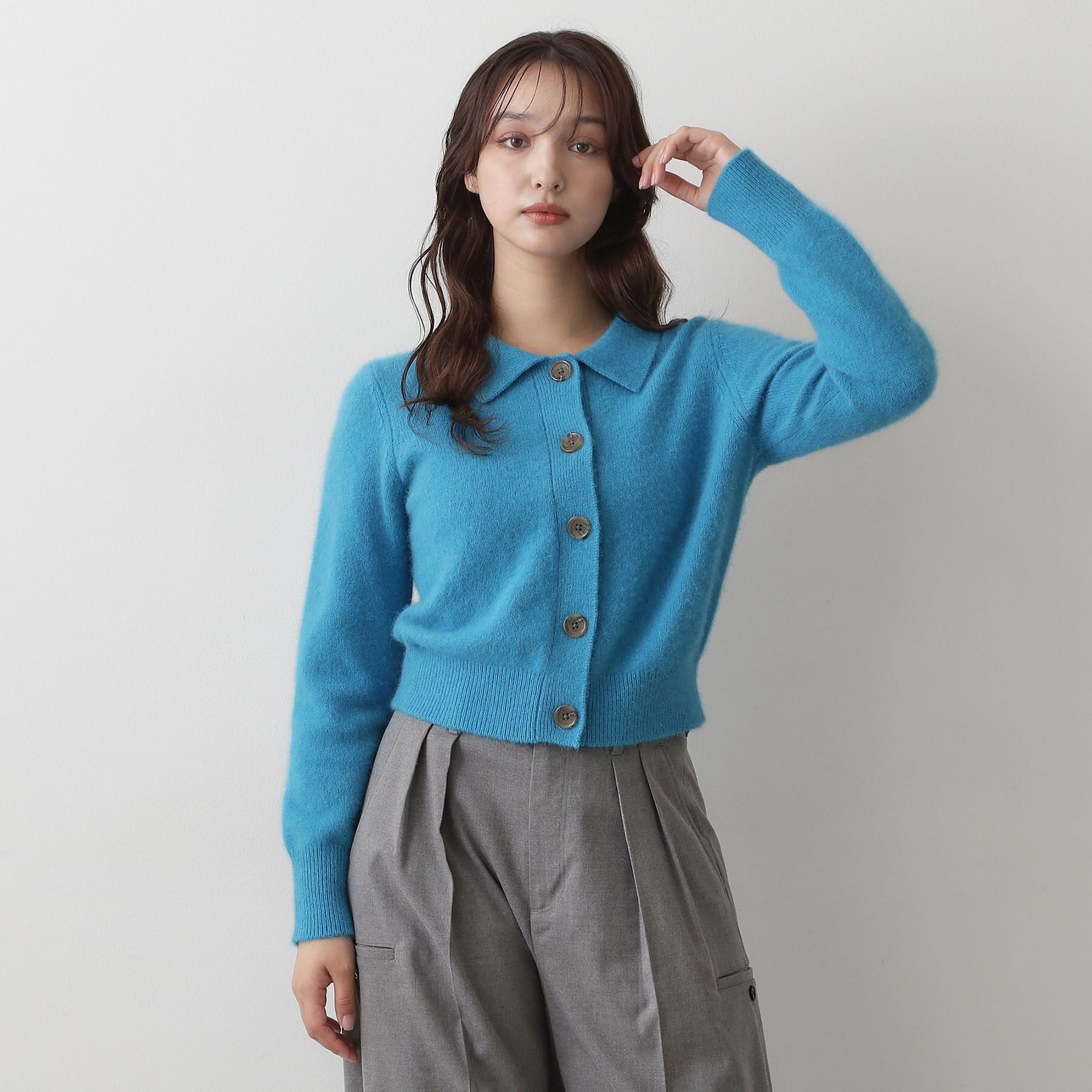 DRESSTERIOR「【肌ざわり◎】フォックスブレンドポロニットカーディガン」|カーディガン|