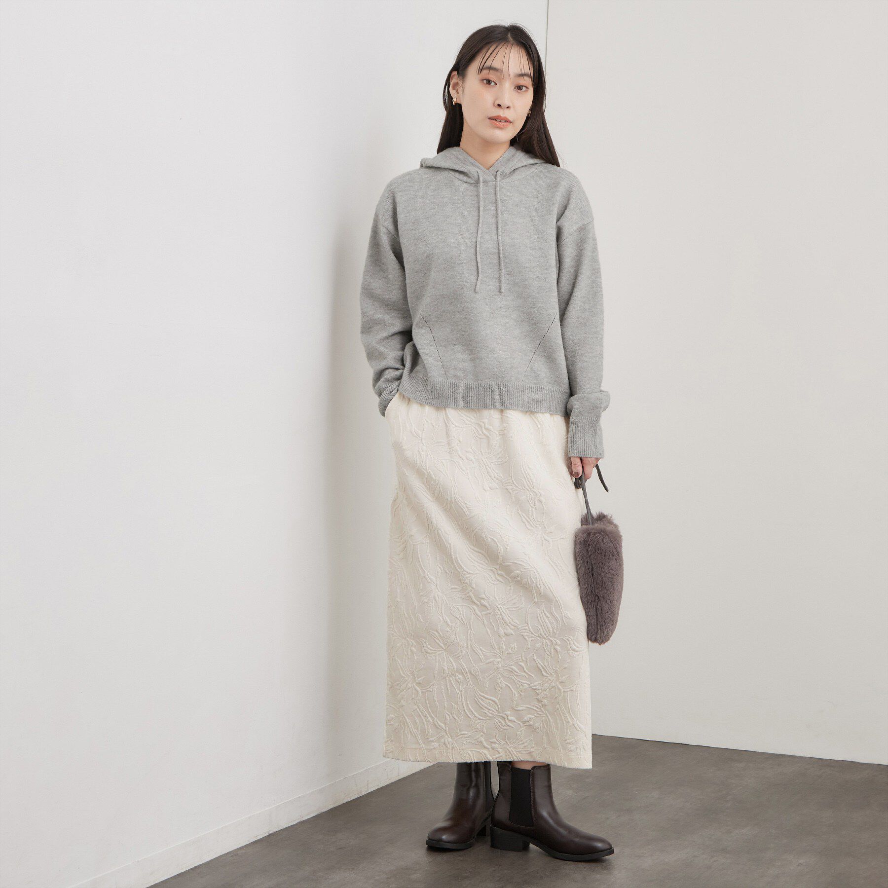 OPAQUE.CLIP「起毛ミドルゲージフーディニット【洗濯機OK】」|ニット・セーター|
