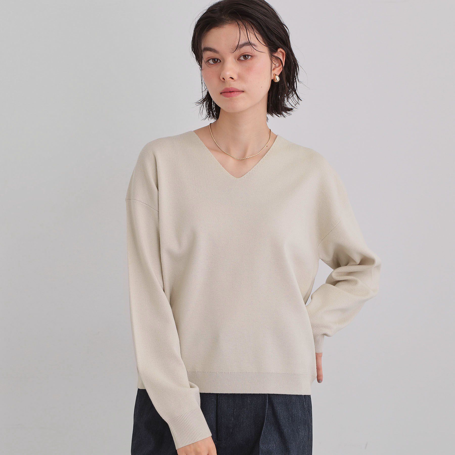 THE SHOP TK「【S-XLサイズ/上品見えが叶う】Vネックニット/洗濯機OK」|ニット・セーター|