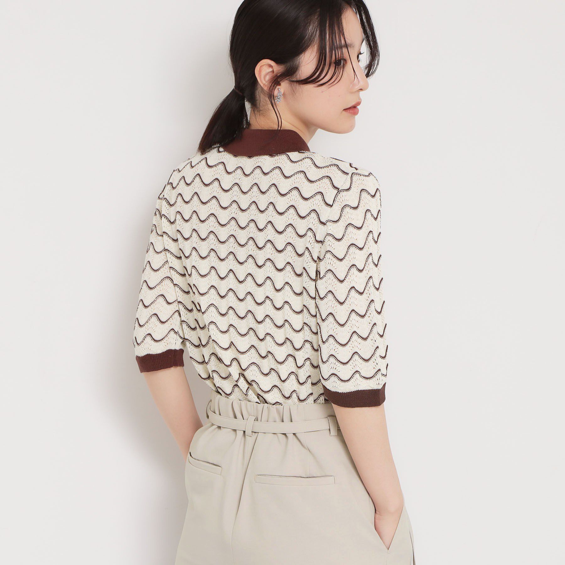 THE SHOP TK「【さらさらタッチ】ジャカードポロニット」|ニット・セーター|