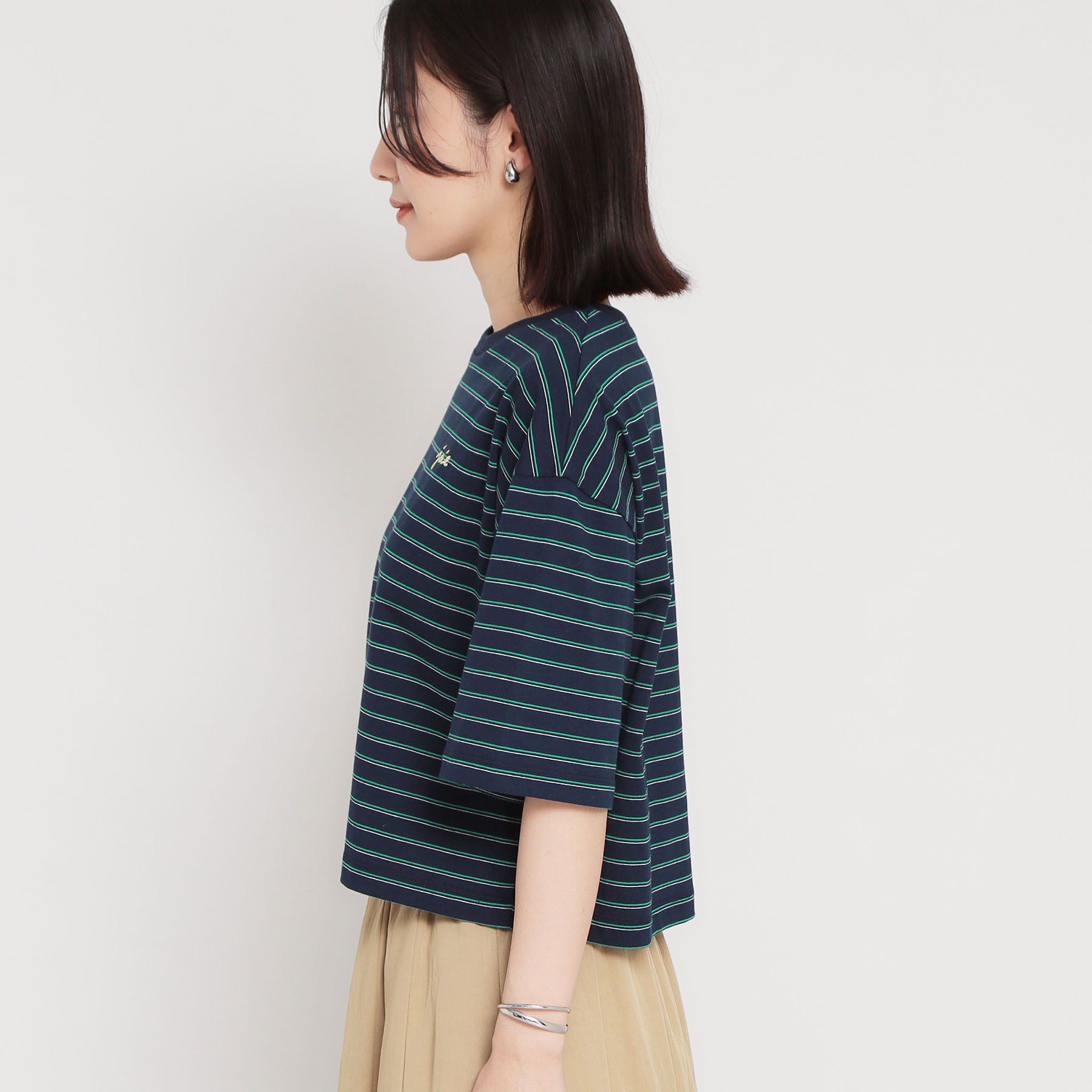 THE SHOP TK「ワンポイント刺繍マルチボーダーTee」|Tシャツ・カットソー|