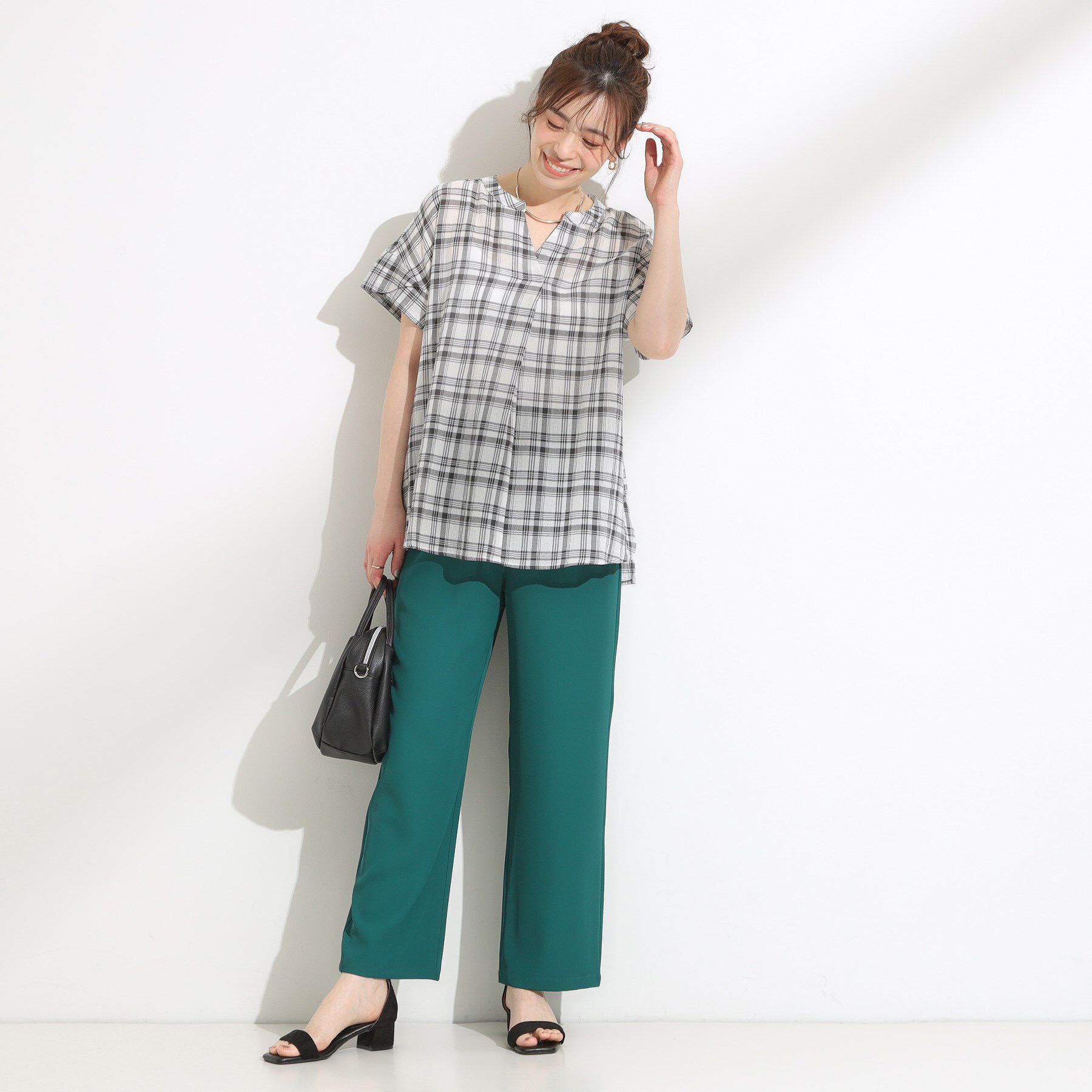 SHOO･LA･RUE「【S-LL】きれいに体型カバー さらシャリコットン スキッパーシャツ」|シャツ・ブラウス|
