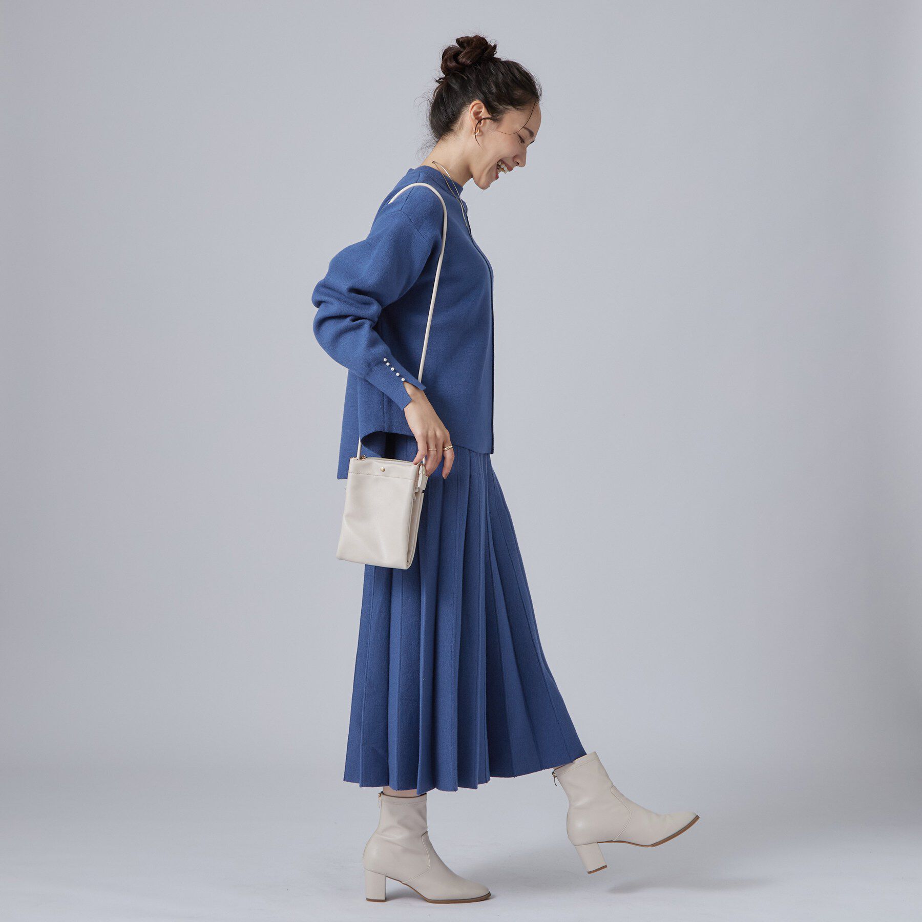 SHOO･LA･RUE「【洗濯機可/S-LL】もちもちで心地よい もちここニットプリーツスカート」|スカート|