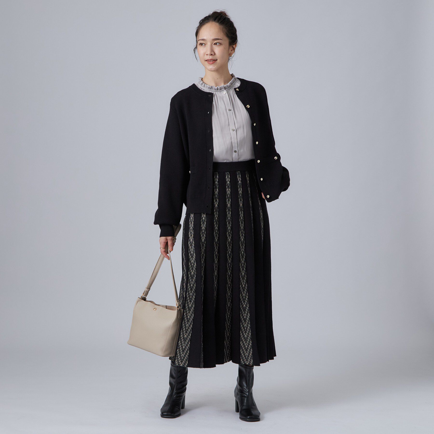 SHOO･LA･RUE「【洗濯機可/S-LL】もちもちで心地よい もちここニットプリーツスカート」|スカート|