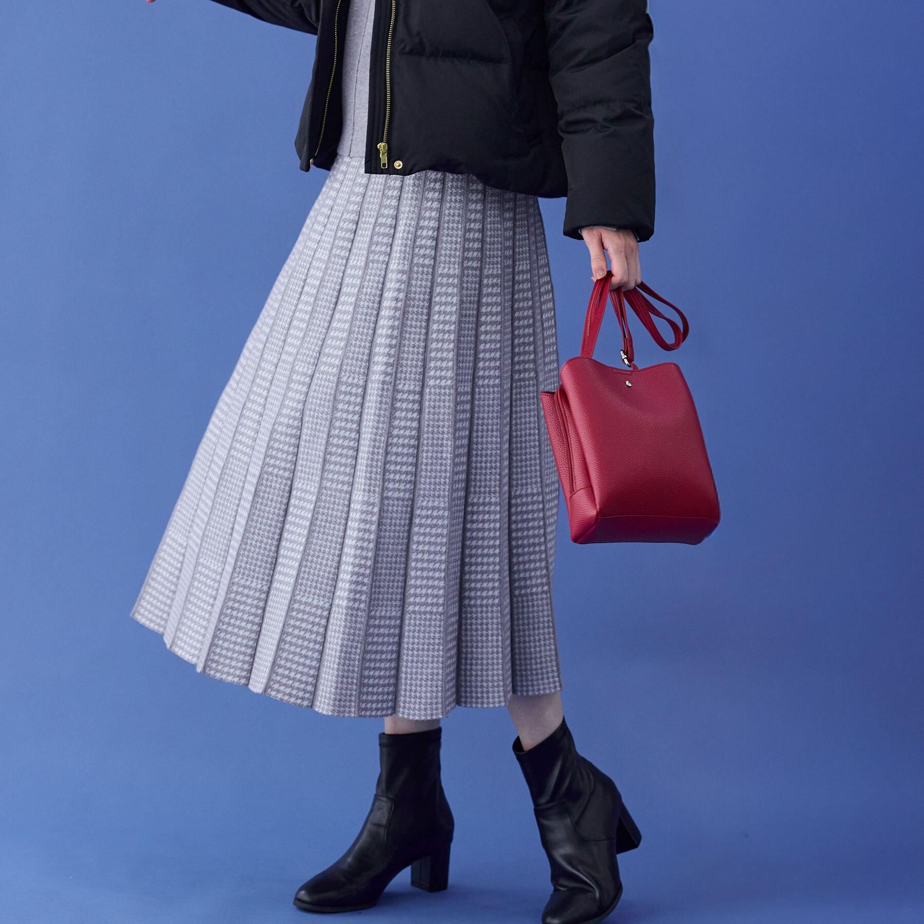 SHOO･LA･RUE「【洗濯機可/S-LL】もちもちで心地よい もちここニットプリーツスカート」|スカート|