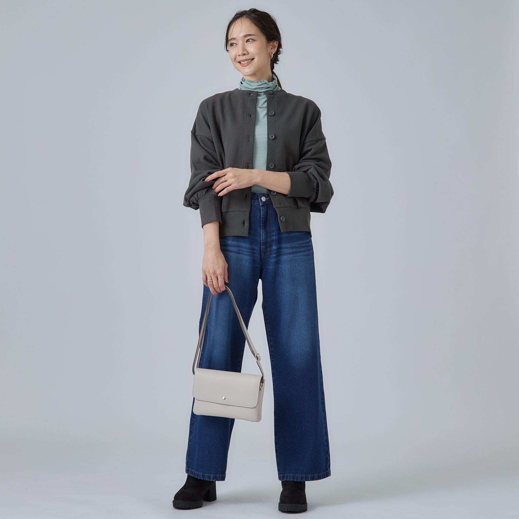 SHOO･LA･RUE「【S-LL/洗濯機可】裾刺繍がアクセント ゆるっと決まる スウェットカーディガン」|カーディガン|