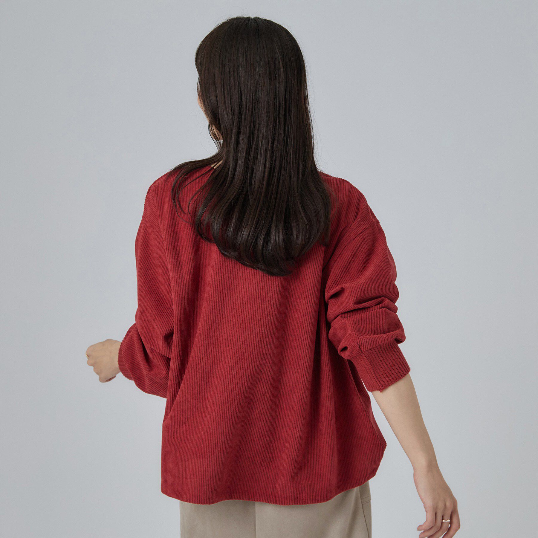 SHOO･LA･RUE「【S-LL/洗濯機可/前後2WAY】大人カジュアルにきまる コーデュロイトップス」|Tシャツ・カットソー|