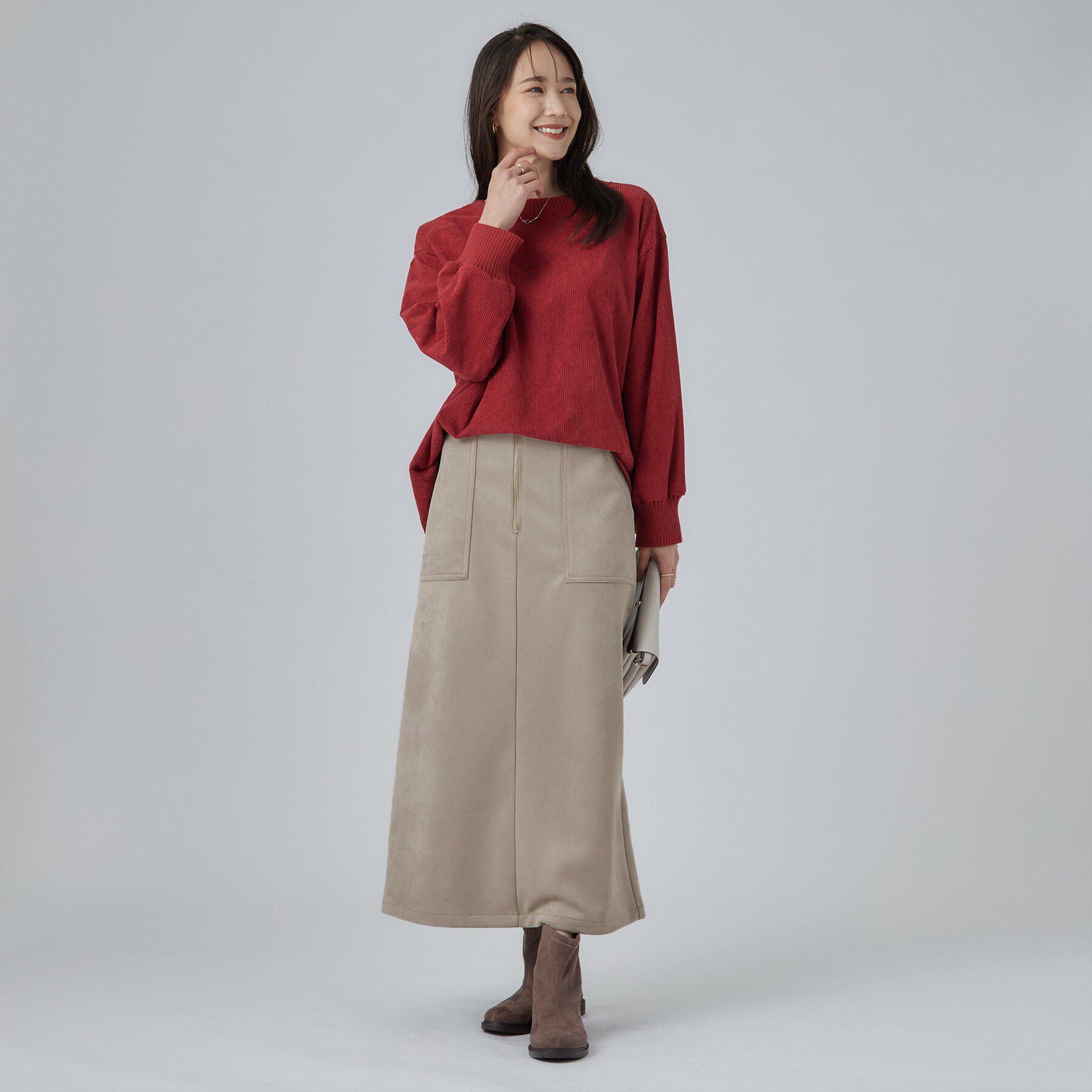 SHOO･LA･RUE「【S-LL/洗濯機可/前後2WAY】大人カジュアルにきまる コーデュロイトップス」|Tシャツ・カットソー|