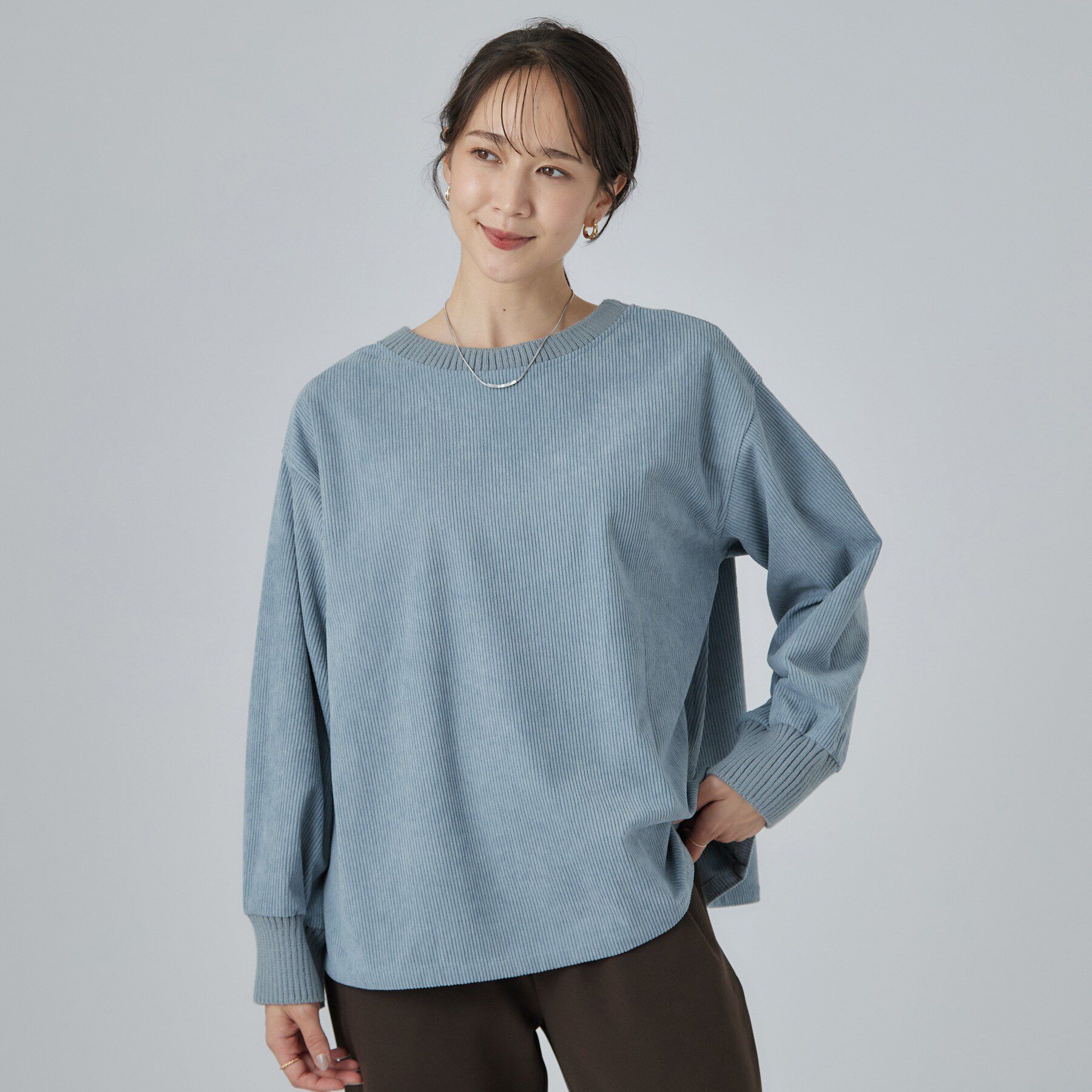 SHOO･LA･RUE「【S-LL/洗濯機可/前後2WAY】大人カジュアルにきまる コーデュロイトップス」|Tシャツ・カットソー|