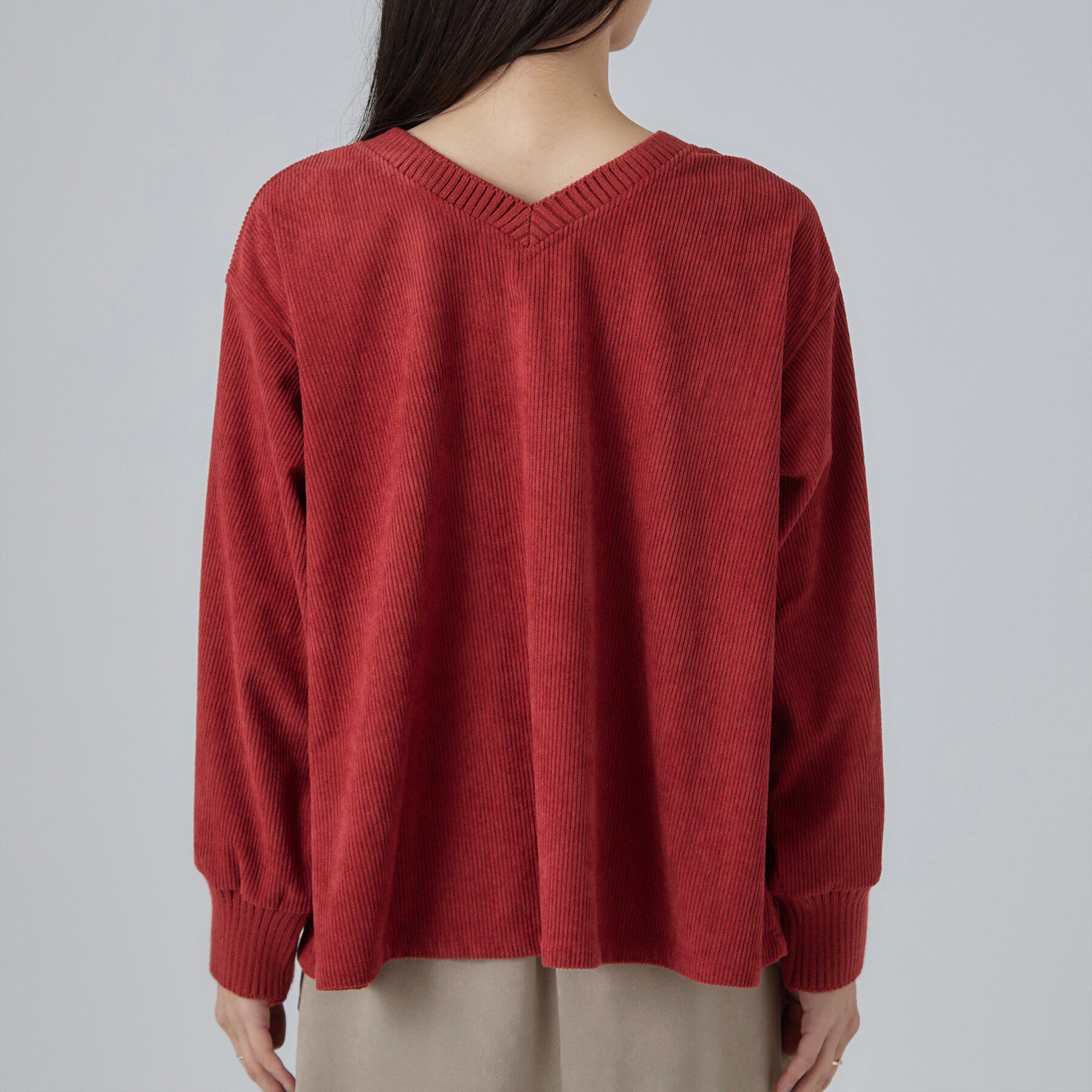 SHOO･LA･RUE「【S-LL/洗濯機可/前後2WAY】大人カジュアルにきまる コーデュロイトップス」|Tシャツ・カットソー|