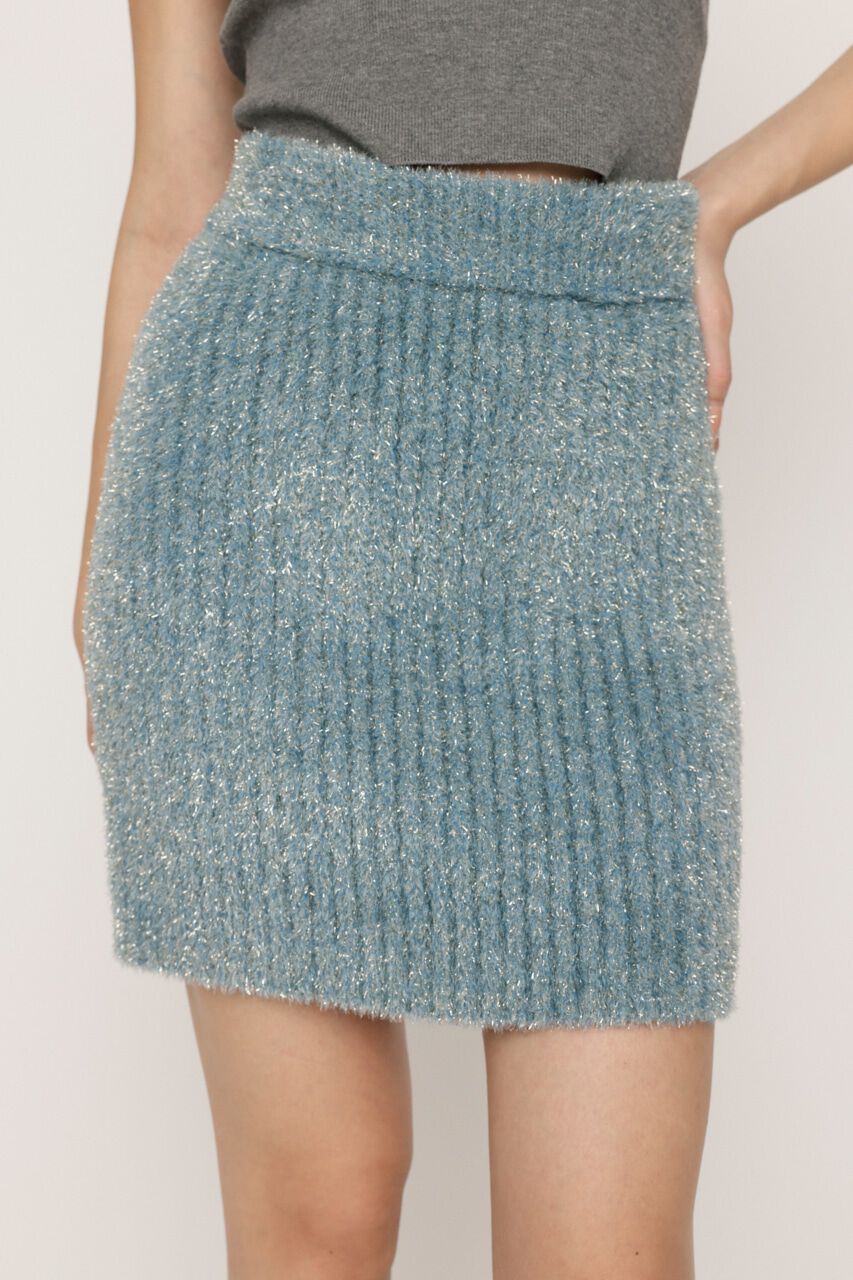 SLY「GLITTER KNIT ショートスカート」|スカート|L/BLU1