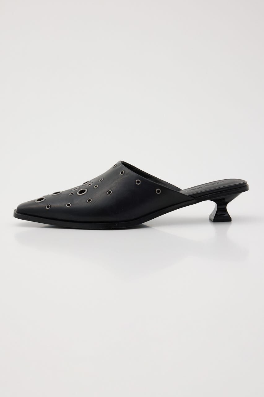 LAGUA GEM「EYELET KITTEN HEEL ミュール」|パンプス|BLK