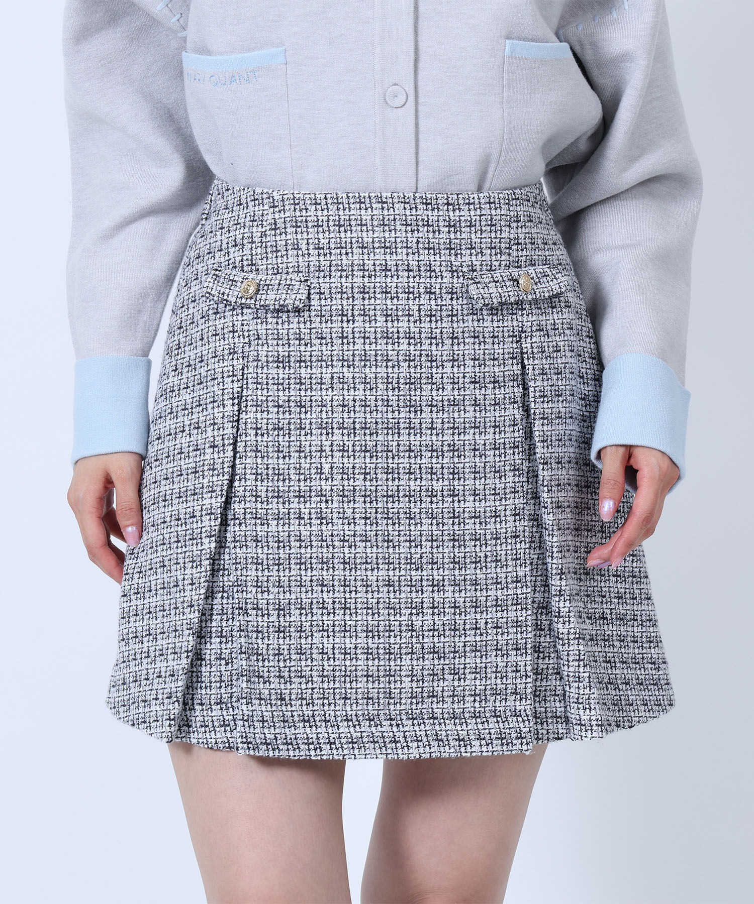 MARY QUANT「ゴールドボタンツイード スカート」|スカート|ホワイト