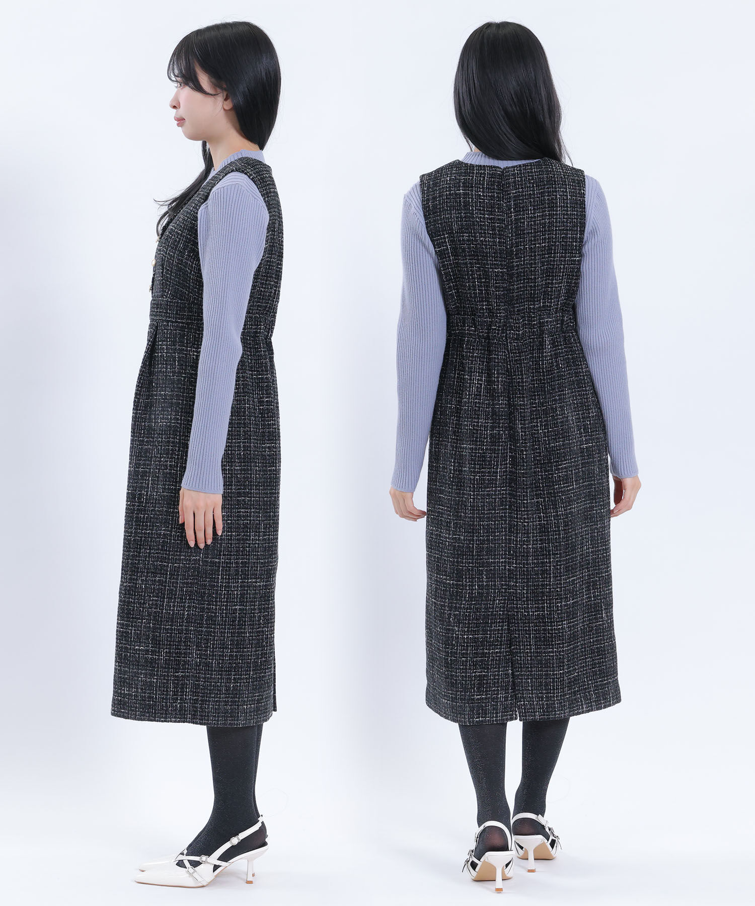 MARY QUANT「ゴールドボタンツイード ワンピース」|ワンピース|