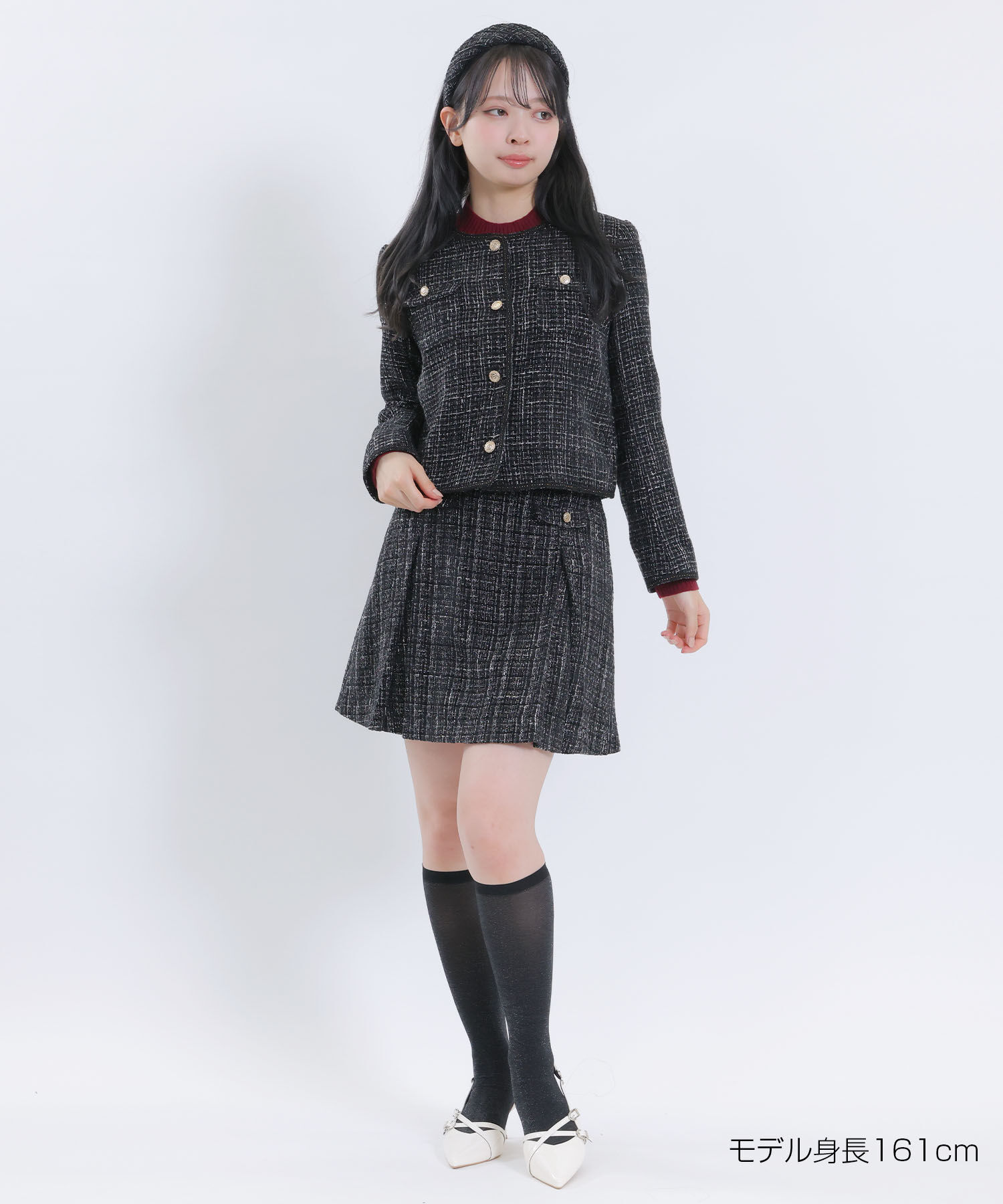 MARY QUANT「ゴールドボタンツイード ジャケット」|ノーカラージャケット|
