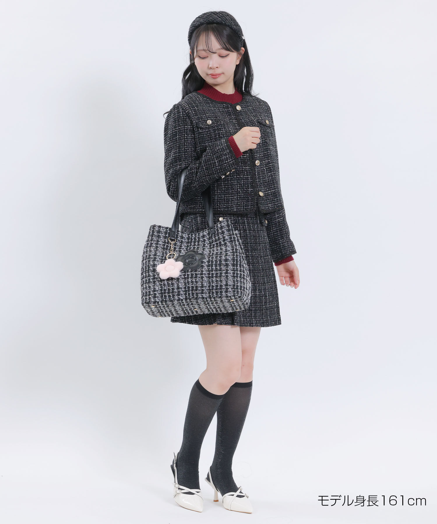 MARY QUANT「ゴールドボタンツイード ジャケット」|ノーカラージャケット|