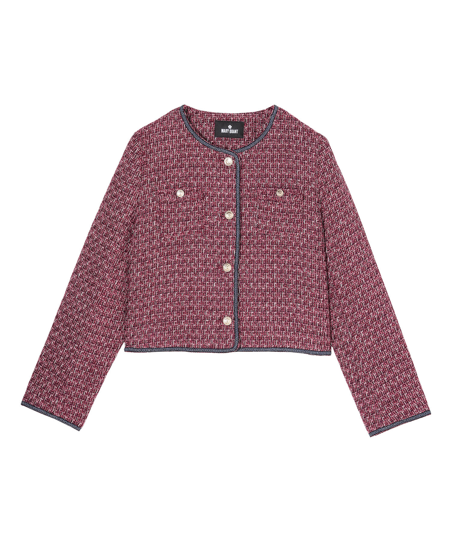 MARY QUANT「ゴールドボタンツイード ジャケット」|ノーカラージャケット|