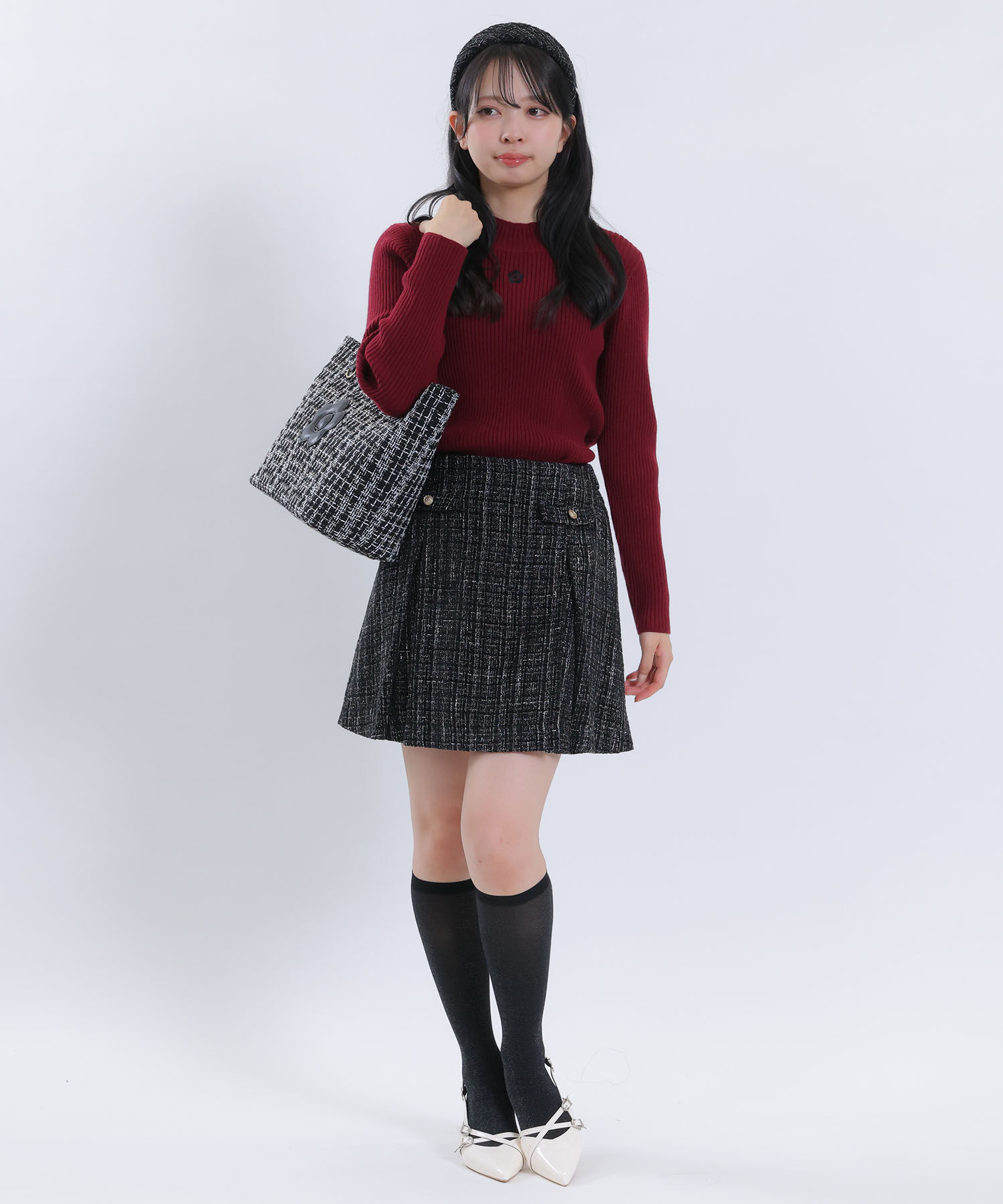 MARY QUANT「ツイードデイジーパッチ トート」|トートバッグ|