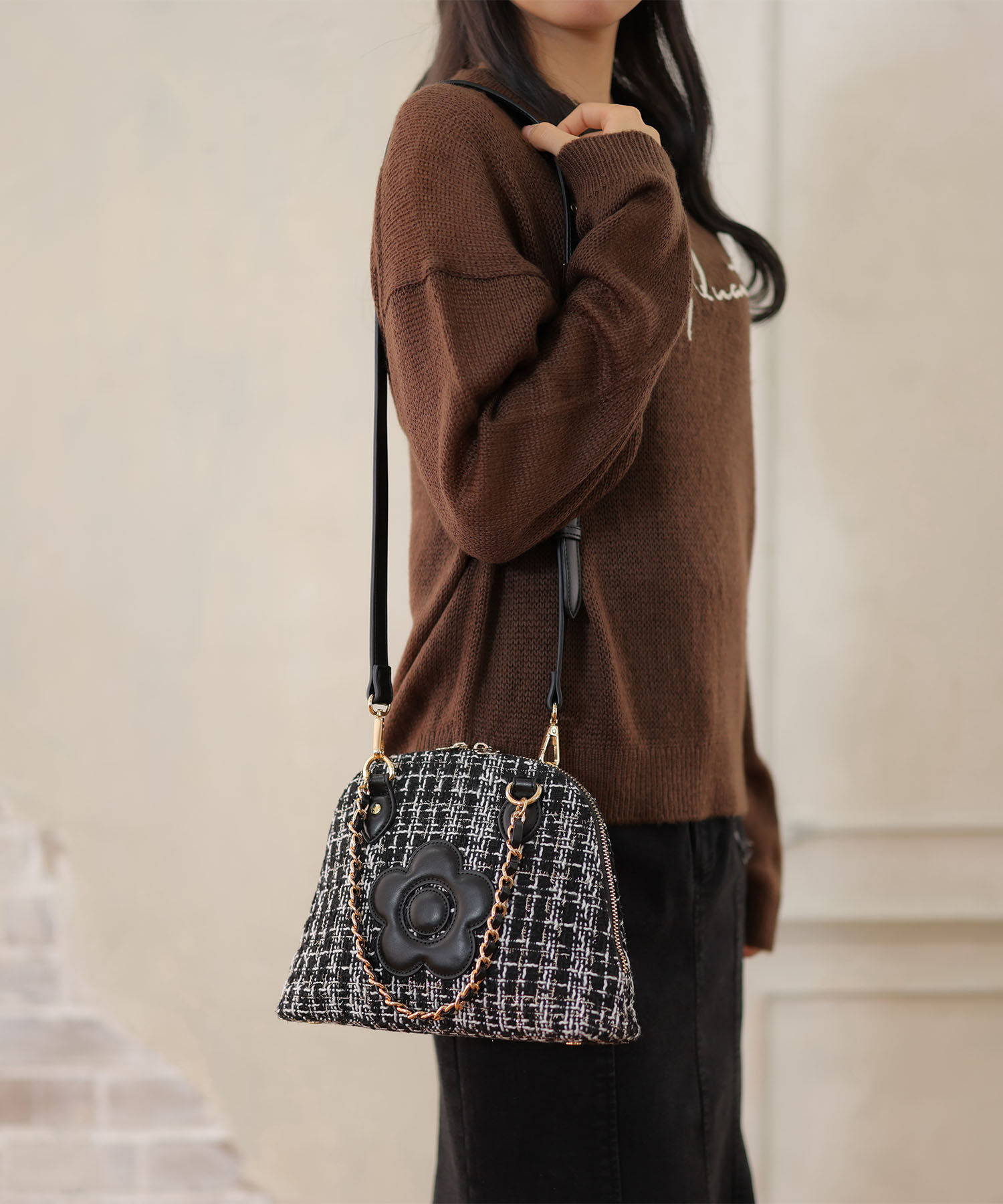 MARY QUANT「ツイードデイジーパッチ 2WAYショルダー」|ショルダー・メッセンジャー|