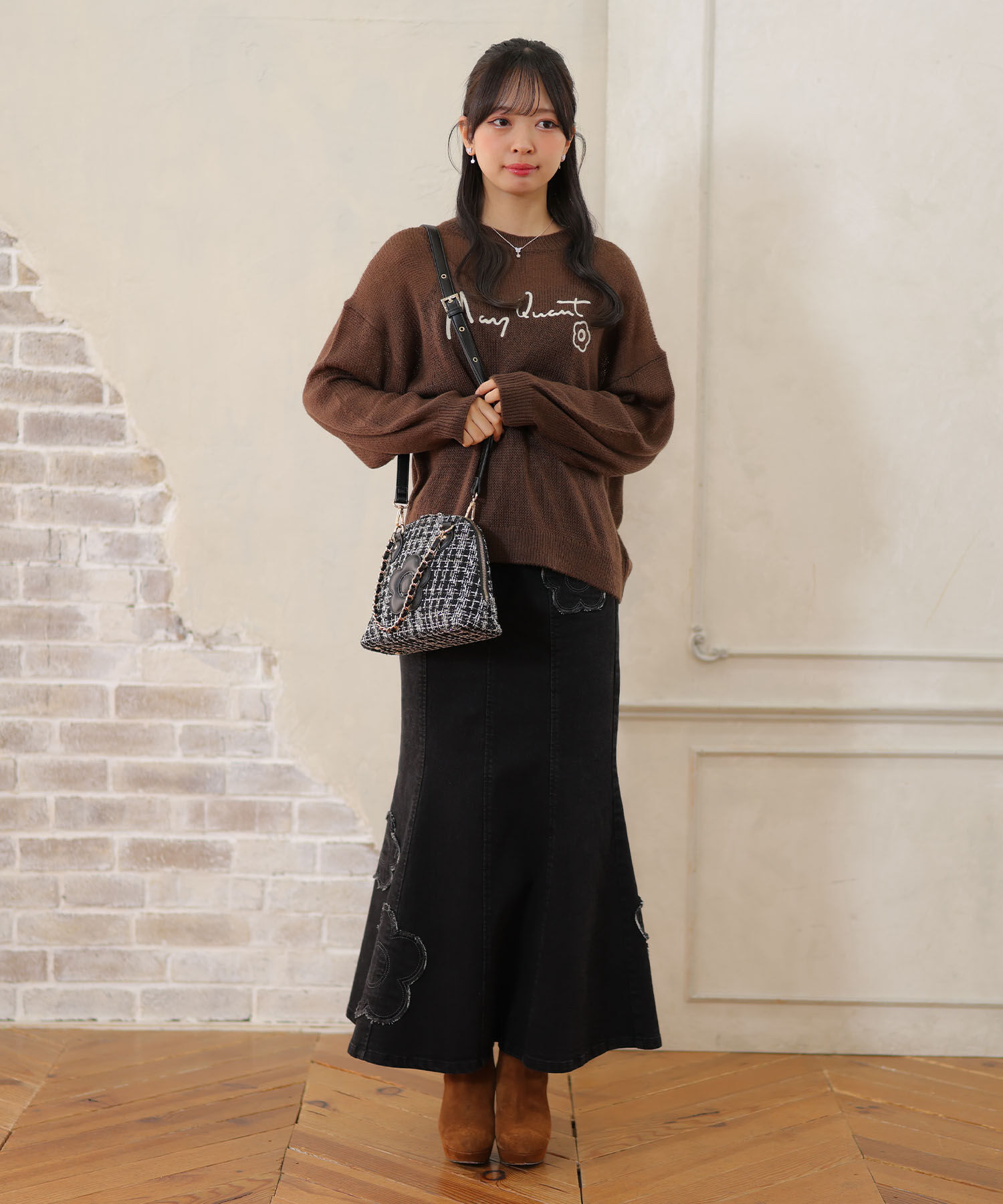 MARY QUANT「ツイードデイジーパッチ 2WAYショルダー」|ショルダー・メッセンジャー|