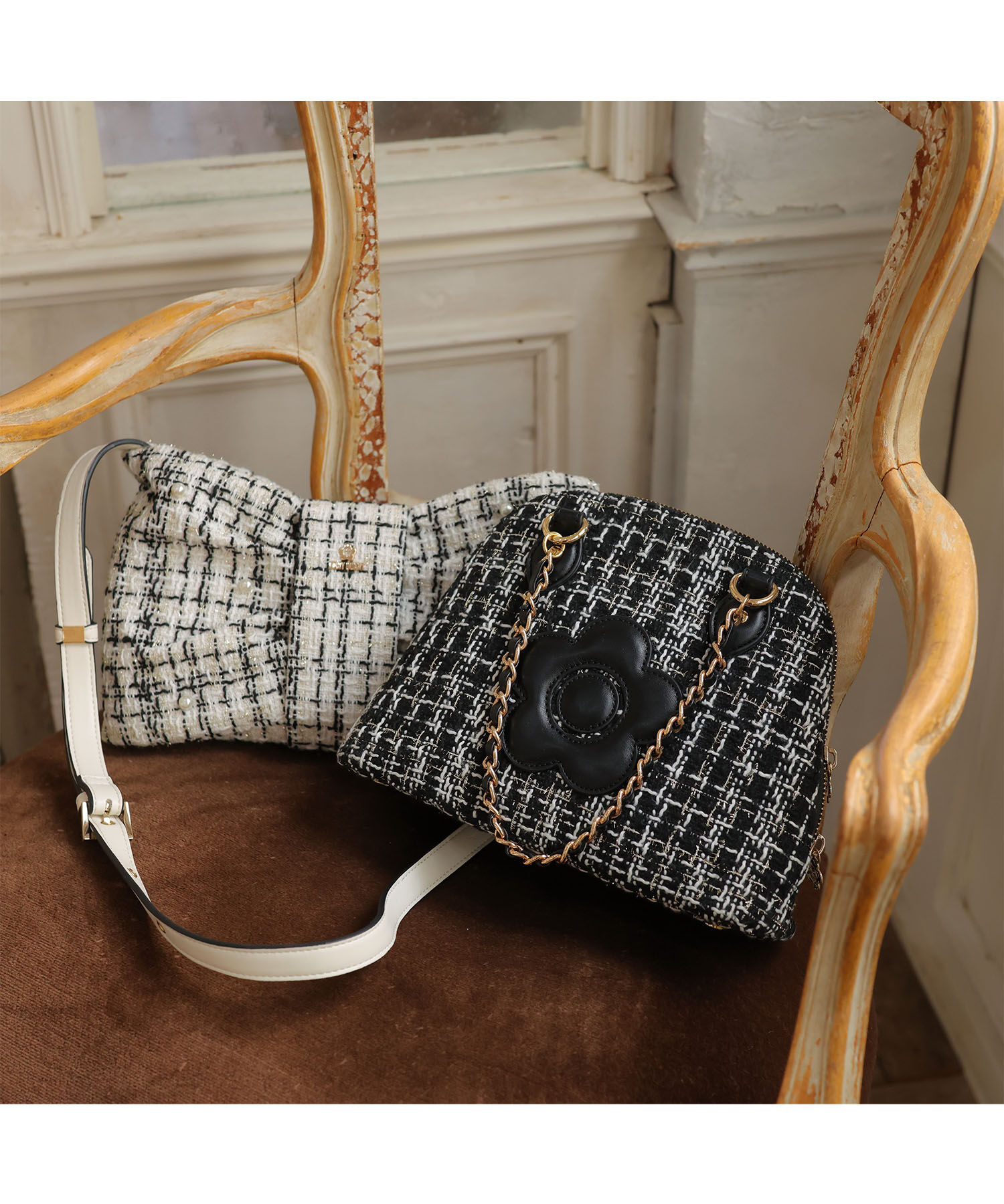 MARY QUANT「ツイードデイジーパッチ 2WAYショルダー」|ショルダー・メッセンジャー|