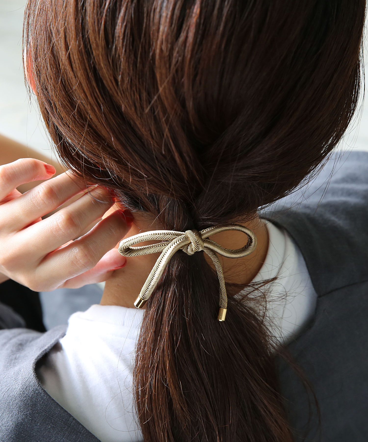 colleca la「ヘリンボーン コードリボンヘアゴム」|ヘアゴム・シュシュ|ベージュ