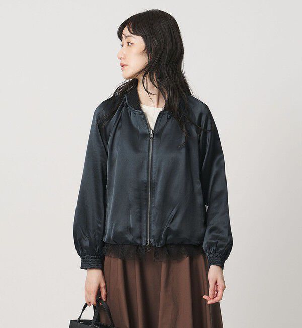 UNITED ARROWS「＜MARILYN MOON＞サテン レース リバーシブル ブルゾン」|ブルゾン・スタジャン|
