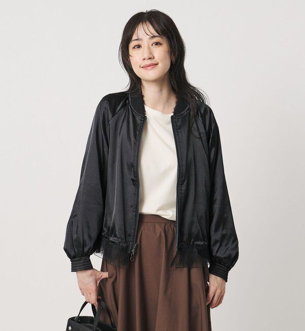 UNITED ARROWS「＜MARILYN MOON＞サテン レース リバーシブル ブルゾン」|ブルゾン・スタジャン|