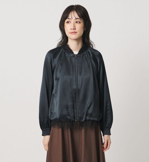 UNITED ARROWS「＜MARILYN MOON＞サテン レース リバーシブル ブルゾン」|ブルゾン・スタジャン|