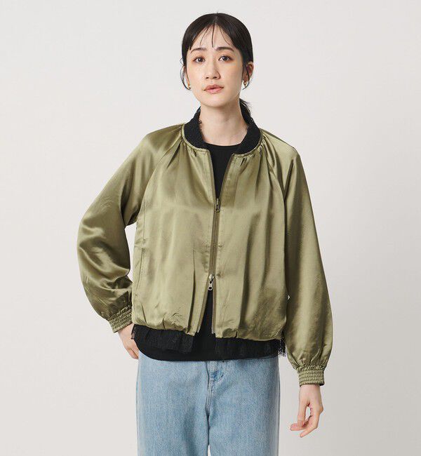 UNITED ARROWS「＜MARILYN MOON＞サテン レース リバーシブル ブルゾン」|ブルゾン・スタジャン|OLIVE
