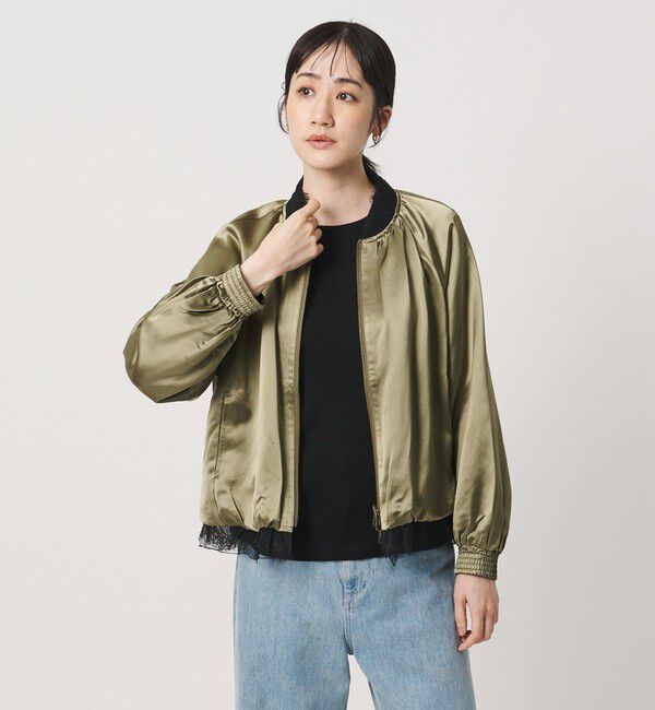 UNITED ARROWS「＜MARILYN MOON＞サテン レース リバーシブル ブルゾン」|ブルゾン・スタジャン|