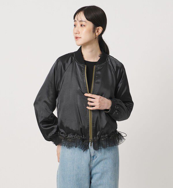 UNITED ARROWS「＜MARILYN MOON＞サテン レース リバーシブル ブルゾン」|ブルゾン・スタジャン|