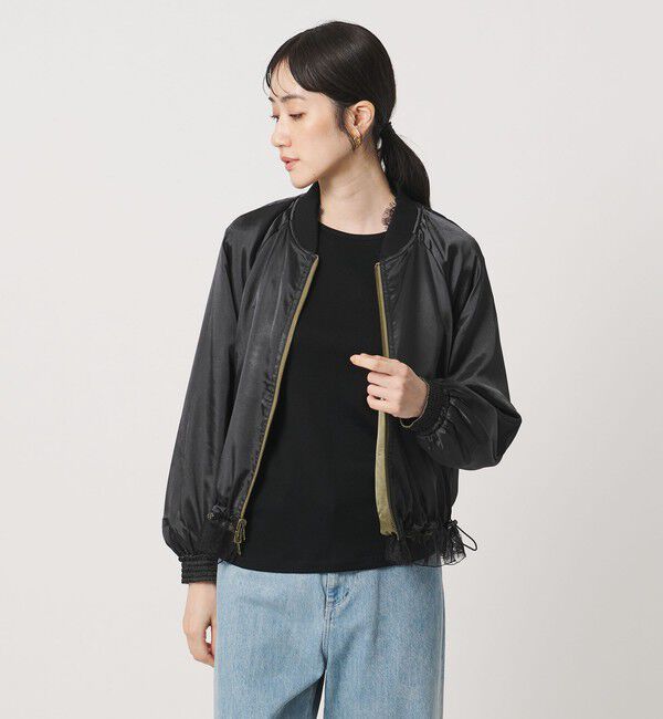 UNITED ARROWS「＜MARILYN MOON＞サテン レース リバーシブル ブルゾン」|ブルゾン・スタジャン|