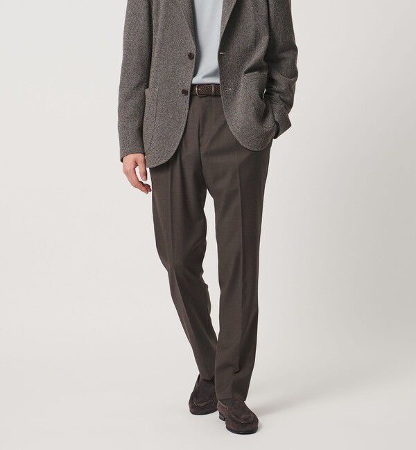 UNITED ARROWS「サイドシャーリング 1プリーツ スリムテーパード スラックス ヨコストレッチ」|スラックス|