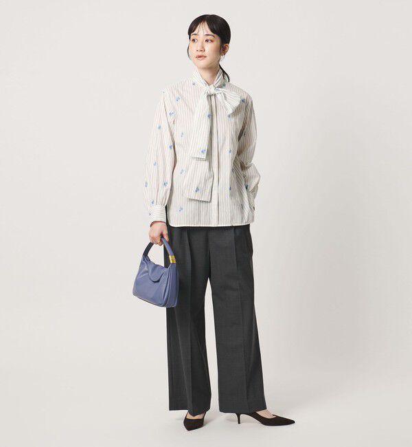 UNITED ARROWS「ストライプ フラワー ジャガード ボウタイ ブラウス」|シャツ・ブラウス|