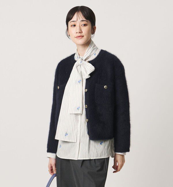 UNITED ARROWS「ストライプ フラワー ジャガード ボウタイ ブラウス」|シャツ・ブラウス|