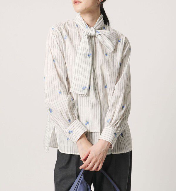 UNITED ARROWS「ストライプ フラワー ジャガード ボウタイ ブラウス」|シャツ・ブラウス|