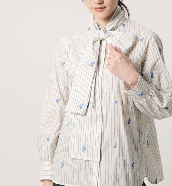 UNITED ARROWS「ストライプ フラワー ジャガード ボウタイ ブラウス」|シャツ・ブラウス|